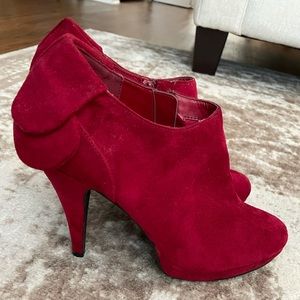 Red Suede Ankle Booties Size 9